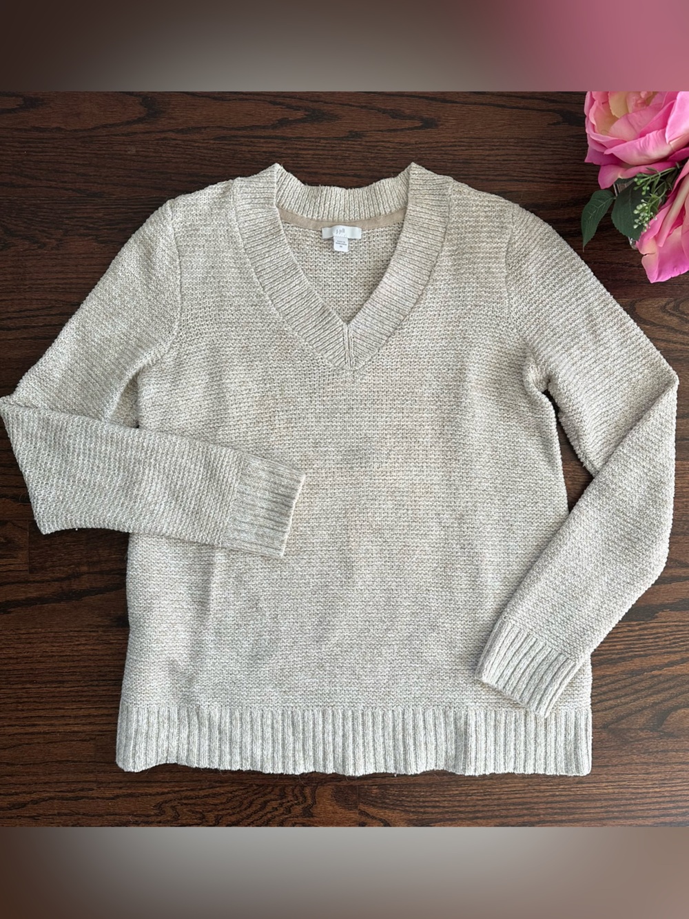 J Jill alpaca blend V neck tunic sweater, size XS